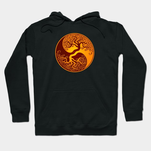 Yellow and Red Tree of Life Yin Yang Hoodie by jeffbartels